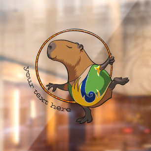 Cute Capybara Rhythmic Gymnastics Hoop Cartoon Raamsticker