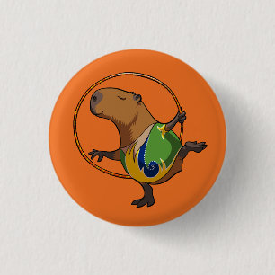 Cute Capybara Rhythmic Gymnastics Hoop Cartoon Ronde Button 3,2 Cm