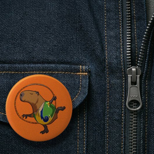 Cute Capybara Rhythmic Gymnastics Hoop Cartoon Ronde Button 5,7 Cm