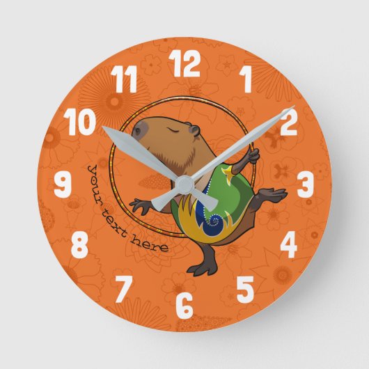 Cute Capybara Rhythmic Gymnastics Hoop Cartoon Ronde Klok (Voorkant)