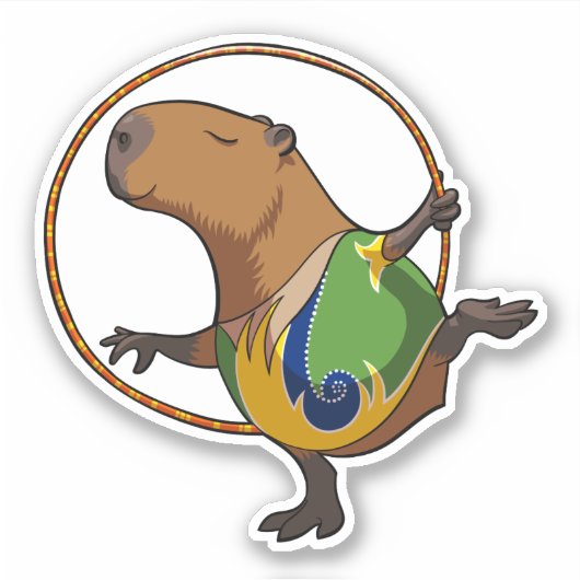 Cute Capybara Rhythmic Gymnastics Hoop Cartoon Sticker (Voorkant)