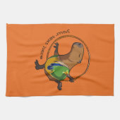 Cute Capybara Rhythmic Gymnastics Hoop Cartoon Theedoek (Horizontaal)