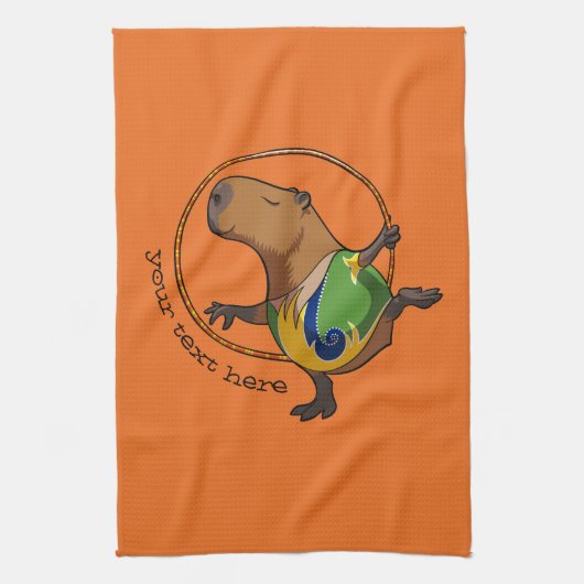 Cute Capybara Rhythmic Gymnastics Hoop Cartoon Theedoek (Verticaal)