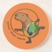 Cute Capybara Rhythmic Gymnastics Hoop Cartoon Zandsteen Onderzetter (Voorkant)
