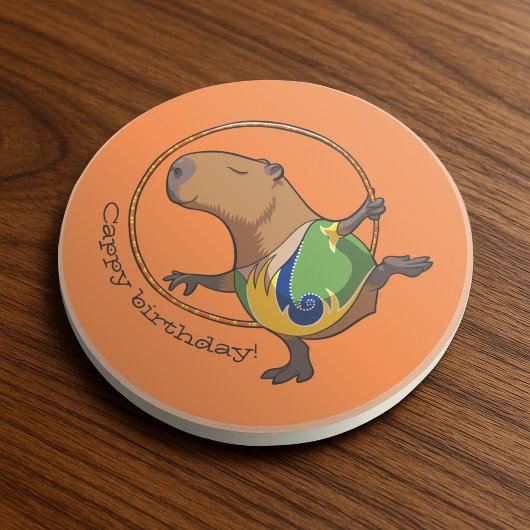 Cute Capybara Rhythmic Gymnastics Hoop Cartoon Zandsteen Onderzetter