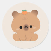 Cute Capybara Ronde Sticker (Voorkant)