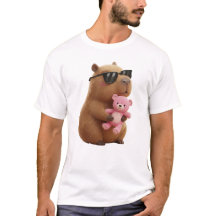 Cute Capybara Roze Teddybeer Valentijns T-shirt