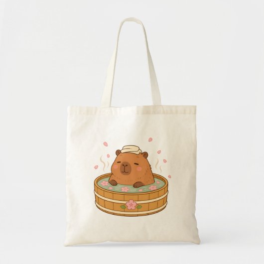 Cute Capybara Sakura Onsen Kersenbloesem Tote Bag (Voorkant)