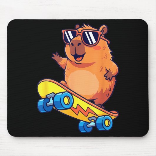 Cute Capybara Skateboarding Chill Animal Lover Art Muismat (Voorkant)