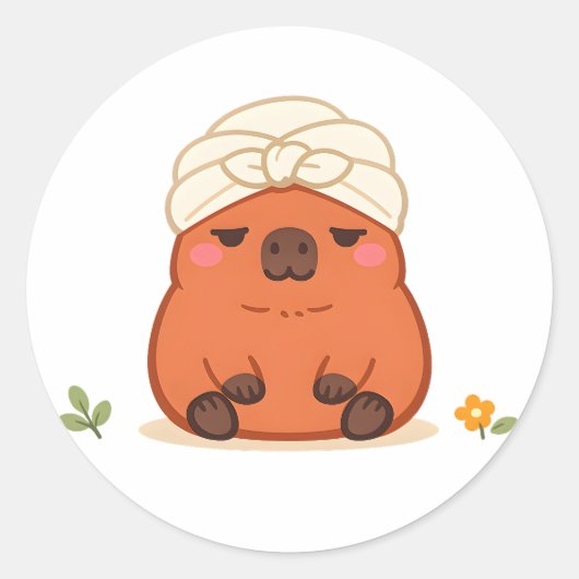 Cute Capybara Spa-dag Handdoek Tulband Sticker (Voorkant)