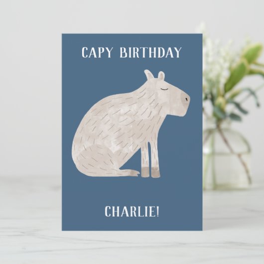 Cute Capybara Specialized Birthday Feestdagenkaart (Staand voorkant)