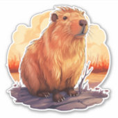 Cute Capybara Sticker (Voorkant)