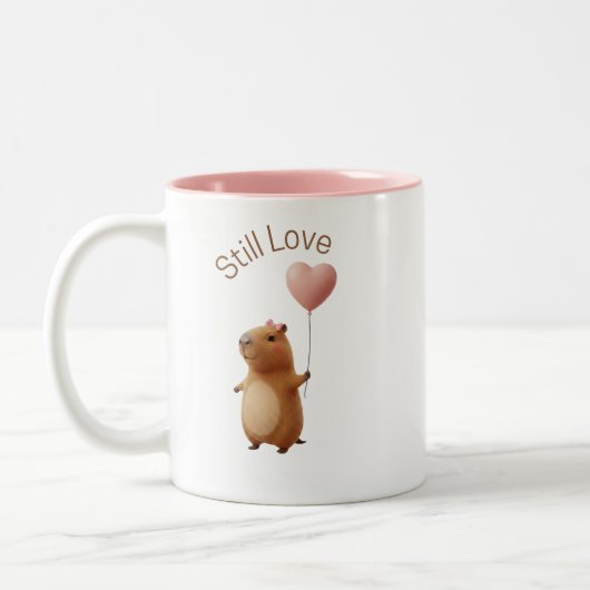 Cute Capybara Still Love Valentine Coffee Mug Tweekleurige Koffiemok (Links)