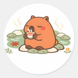 Cute Capybara Theetijd Onsen Warmwaterbron Sticker
