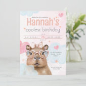 Cute Capybara-Themed Birthday Invitation Kaart (Staand voorkant)