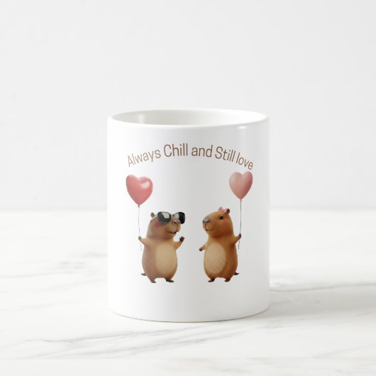 Cute Capybara Valentine Couple Balloon Coffee Mug Tweekleurige Koffiemok (Center)