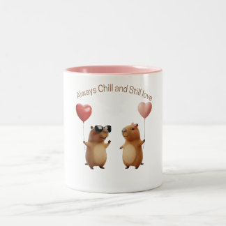 Cute Capybara Valentine Couple Balloon Coffee Mug Tweekleurige Koffiemok