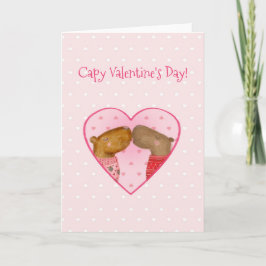 Cute capybara Valentine's Day card Kaart