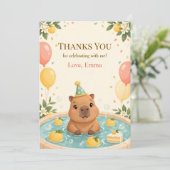 Cute Capybara Verjaardag Bedankkaart (Staand voorkant)
