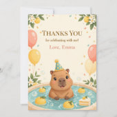 Cute Capybara Verjaardagsfeest Bedankkaart (Voorkant)