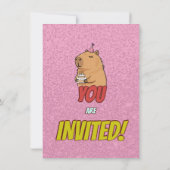 Cute Capybara Verjaardagsfeest Uitnodiging (Achterkant)