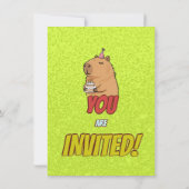 Cute Capybara Verjaardagsfeest Uitnodiging (Achterkant)