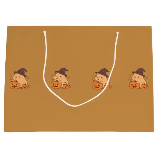 Cute Capybara with Pumpkin Gift Bag | Groot Cadeauzakje (Voorkant)