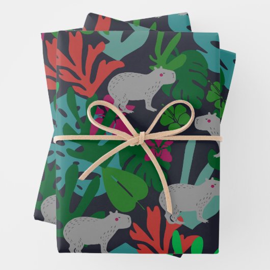 Cute Capybara Wrapping Paper (In situ)