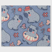 Cute Capybara Wrapping Paper Cadeaupapier (Vlak)