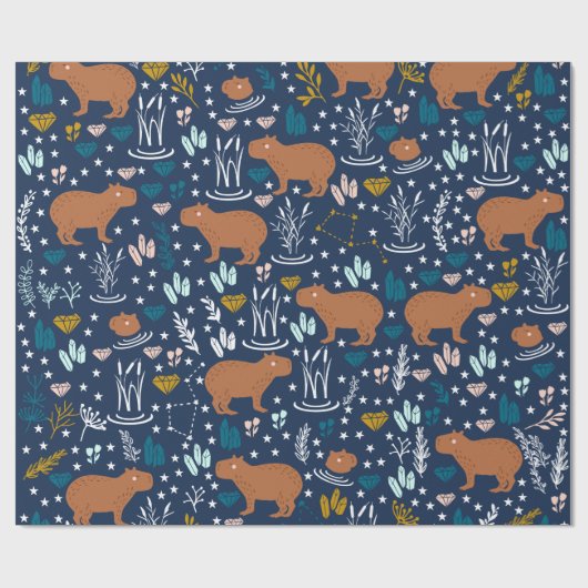 Cute Capybara Wrapping Paper Cadeaupapier (Vlak)