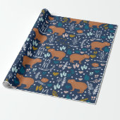 Cute Capybara Wrapping Paper Cadeaupapier (Uitgerold)