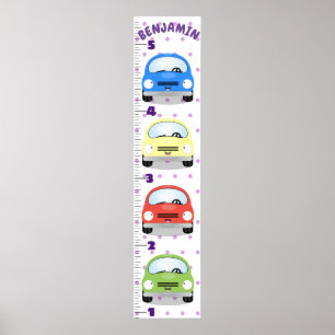 Cute car cartoon illustration growth grafiek poster
