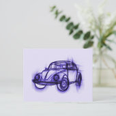 Cute Car Sketch in Paars Briefkaart (Staand voorkant)