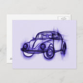 Cute Car Sketch in Paars Briefkaart (Voorkant / Achterkant)