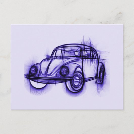 Cute Car Sketch in Paars Briefkaart (Voorkant)