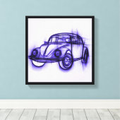 Cute Car Sketch in Paars Canvas Afdruk (Insitu (Houten vloer))