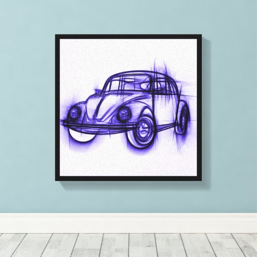 Cute Car Sketch in Paars Canvas Afdruk (Insitu (Houten vloer))