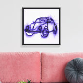 Cute Car Sketch in Paars Canvas Afdruk (Insitu (Woonkamer))