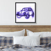 Cute Car Sketch in Paars Canvas Afdruk (Insitu (Slaapkamer))