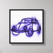 Cute Car Sketch in Paars Canvas Afdruk (Voorkant)
