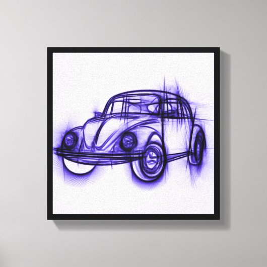 Cute Car Sketch in Paars Canvas Afdruk (Voorkant)