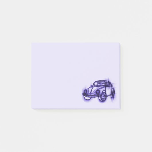 Cute Car Sketch in Paars Post-it® Notes (Voorkant)