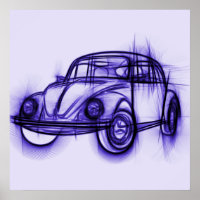 Cute Car Sketch in Paars