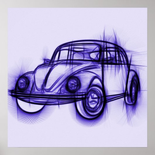 Cute Car Sketch in Paars Poster (Voorkant)