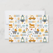 Cute Car Speelgoed Pattern Boy Blauwgroen Baby sho Bedankkaart (Achterkant)