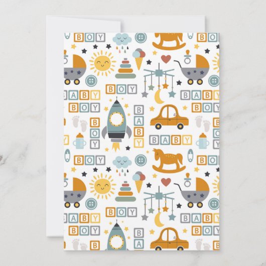 Cute Car Speelgoed Pattern Boy Blauwgroen Baby sho Kaart (Achterkant)