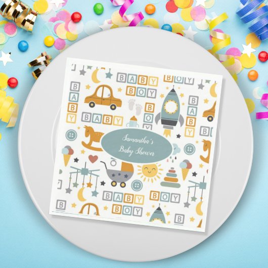 Cute Car Speelgoed Pattern Boy Blauwgroen Baby sho Servet