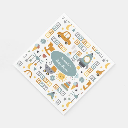 Cute Car Speelgoed Pattern Boy Blauwgroen Baby sho Servet (Hoek)