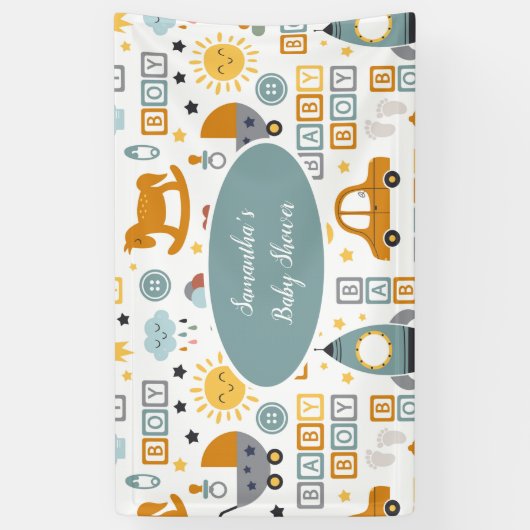 Cute Car Speelgoed Pattern Boy Blauwgroen Baby sho Spandoek (Verticaal)