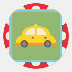 Cute Car Transportation Theme Baby Kinderen Gifts Ronde Sticker